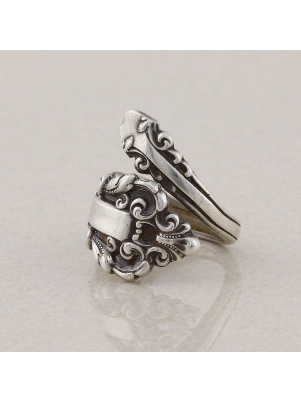 Sterling Silver Gorham Sterling Spoon Ring Bypass Ring Size 7 Adjustable - Picture 4 of 8